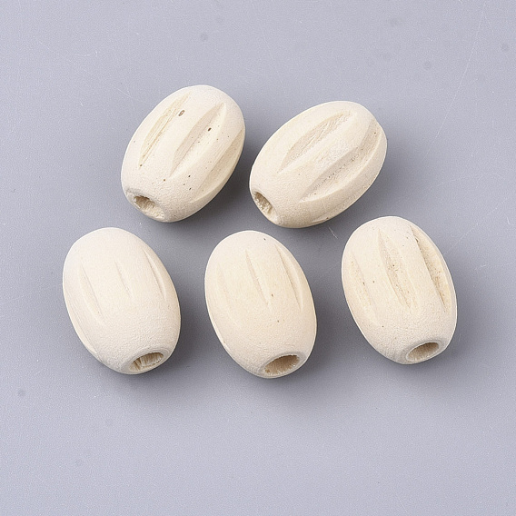Natural Wood European Beads, Undyed, Oval