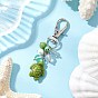 Подвески из искусственной бирюзы в виде морской черепахи, со стеклянными бусинами и поворотными застежками-карабами из сплава