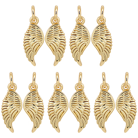 10Pcs Brass Pendants, Wing Charms, with Jump Ring, Long-Lasting Plated, Lead Free & Cadmium Free