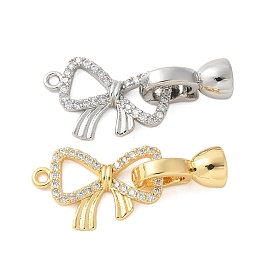 Латунное микропейв, прозрачный кубический цирконий, складные застежки, без кадмия, без никеля и без свинца, бантом