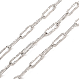 Hammered Brass Paperclip Chains, Soldered, with Spool, Long-Lasting Plated, Rack Plating, Lead Free & Cadmium Free