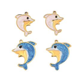 304 подвески из нержавеющей стали, прелести дельфинов, с эмалью, золотые