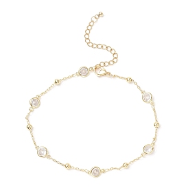 304 женские браслеты-цепочки из нержавеющей стали и латуни с прозрачным кубическим цирконием