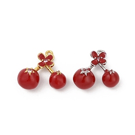Латунные подвески с красной эмалью, долговечный, без кадмия и без свинца, стойки покрытие, вишневое очарование