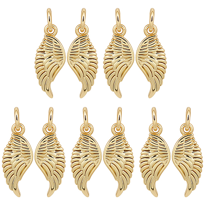 10Pcs Brass Pendants, Wing Charms, with Jump Ring, Long-Lasting Plated, Lead Free & Cadmium Free
