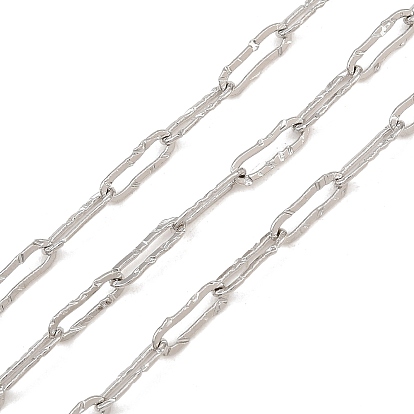 Hammered Brass Paperclip Chains, Soldered, with Spool, Long-Lasting Plated, Rack Plating, Lead Free & Cadmium Free