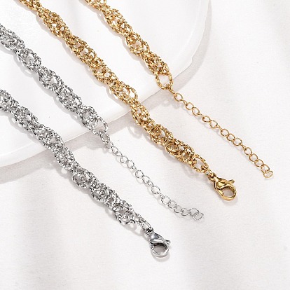 6MM 304 Stainless Twisted Rope Chain Necklaces, Ion Plating(IP)