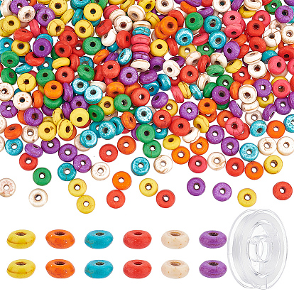 Набор для изготовления браслета из драгоценных камней своими руками, включая синтетические бирюзовые бусины rondeller, эластичная нить