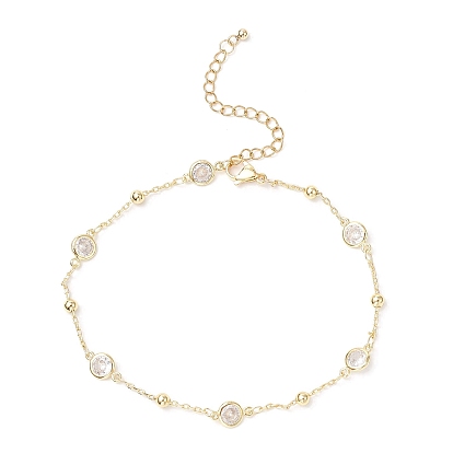 304 женские браслеты-цепочки из нержавеющей стали и латуни с прозрачным кубическим цирконием