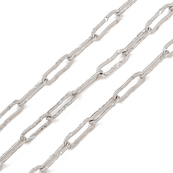 Hammered Brass Paperclip Chains, Soldered, with Spool, Long-Lasting Plated, Rack Plating, Lead Free & Cadmium Free