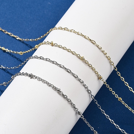 Латунные двухслойные ожерелья, ожерелья-цепочки для женщин, 304 из нержавеющей стали застежкой омар, стойки покрытие, без свинца и без кадмия, долговечный