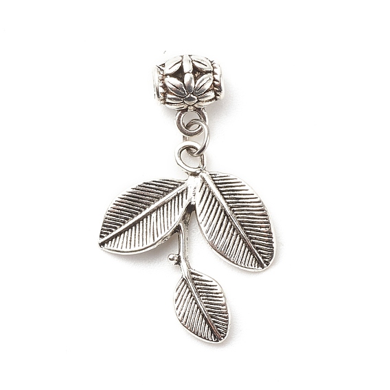Tibetan Style Alloy Pendants, with 304 Stainless Steel Findings, Leaf