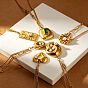 304 Stainless Steel Pave Cubic Zirconia & Imitation Pearl Pendant Necklaces, Real 18K Gold Plated