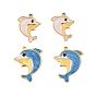 304 подвески из нержавеющей стали, прелести дельфинов, с эмалью, золотые