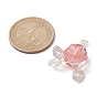 Cherry Quartz Glass Pumpkin Pendants, Carriage Charms with Antique Silver Plated Alloy Bead Caps