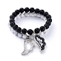 Stretch Bracelets Set, Stackable Bracelets, with Gemstone Beads, Electroplate Glass Beads and Alloy Wing Pendants