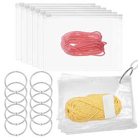 200Pcs EVA Plastic Packing Resealable Bags, Rectangle, with 10Pcs Iron Binder Rings