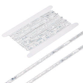 5m ruban de dentelle en polyester métallisé scintillant, avec paillette, accessoires du vêtement