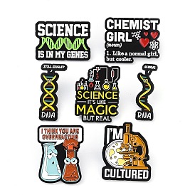 Bioscience Theme Black Zinc Alloy Brooches, Enamel Pins, for Backpack Cloth