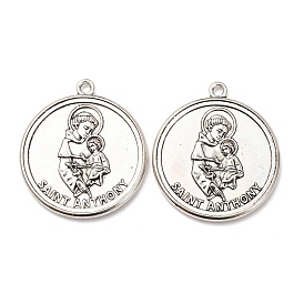 Сплавочные подвески тибетского стиля, плоский круг с амулетами святого Антония, без свинца и без кадмия