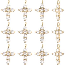 12 кулоны из латуни с микрочастицами и кубическим цирконием., без кадмия и без свинца, долговечный, крестик, прозрачные