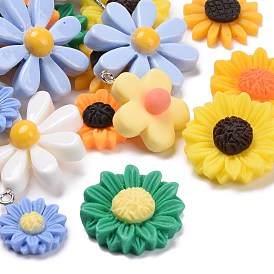Epoxy Resin Pendants & Cabochons, Mixed Flower