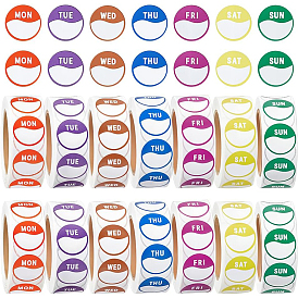 14 рулоны 7 рулоны цветных наклеек, темы недели, круглые бумажные клейкие этикетки, декоративные уплотнительные наклейки