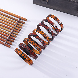 Браслеты из искусственной кожи с тиснением, Ювелирные изделия из сплава с магнитной застежкой для мужчин, платина