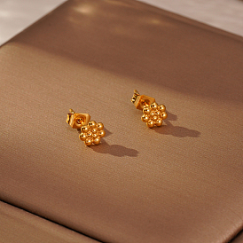 Минималистичные 304 геометрические серьги-гвоздики с цветами из нержавеющей стали для повседневной носки