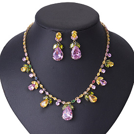 Комплекты из серег и ожерелий с подвесками в форме капли из латуни и кубическим цирконием