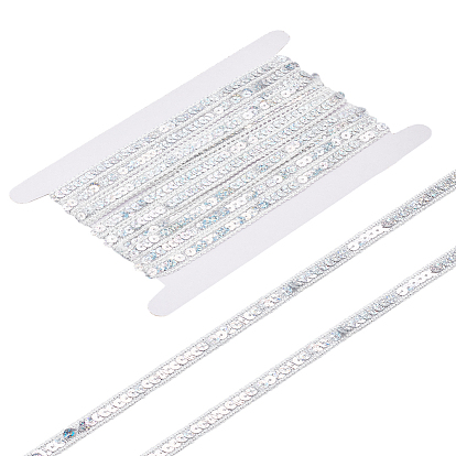 5m ruban de dentelle en polyester métallisé scintillant, avec paillette, accessoires du vêtement
