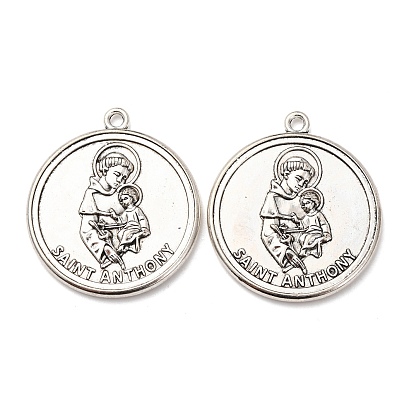 Сплавочные подвески тибетского стиля, плоский круг с амулетами святого Антония, без свинца и без кадмия