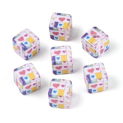 Непрозрачные акриловые бусины с лазерной печатью, кубические