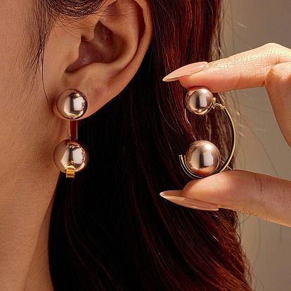 304 двухцветные серьги-гвоздики из нержавеющей стали, реальный 18 k позолоченный и цвет нержавеющей стали