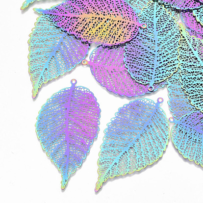 Ионное покрытие (ip) 201 большие филигранные подвески из нержавеющей стали, гравированные металлические украшения, лист