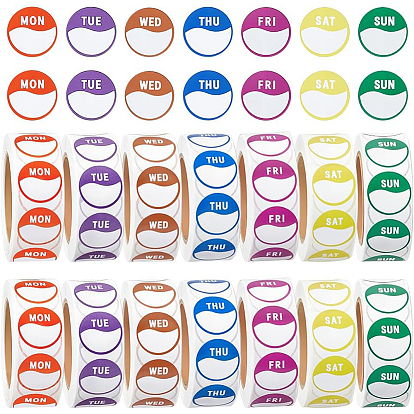 14 рулоны 7 рулоны цветных наклеек, темы недели, круглые бумажные клейкие этикетки, декоративные уплотнительные наклейки