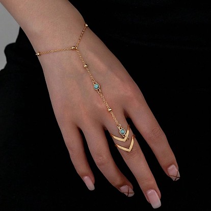 Простой стиль 304 браслеты из нержавеющей стали с синтетической бирюзой для женщин