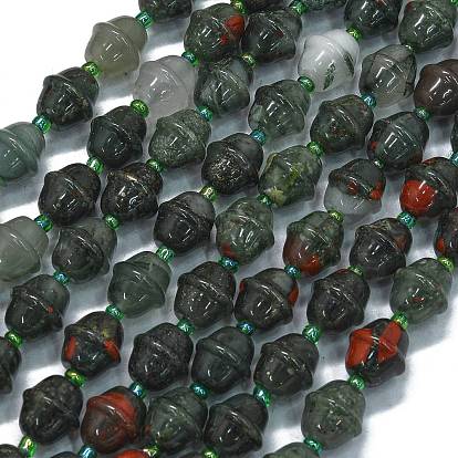 Нити натуральных африканских бусин из кровавого камня, колокол, с бисером