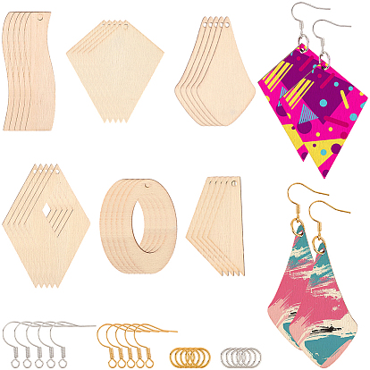 Наборы для изготовления деревянных висячих серег своими руками, разнообразные