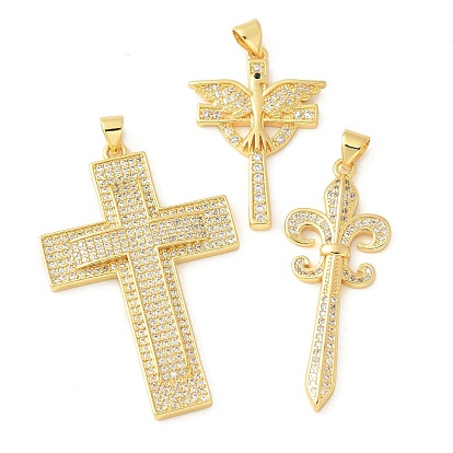 Латунные микро проложить кубического циркония подвески, без кадмия, без никеля и без свинца, крест прелести
