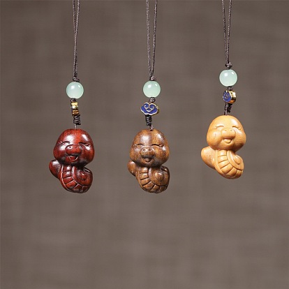 Зодиакальная змея сандаловое дерево подвеска украшения, для внутреннего зеркала заднего вида автомобиля подвесной орнамент