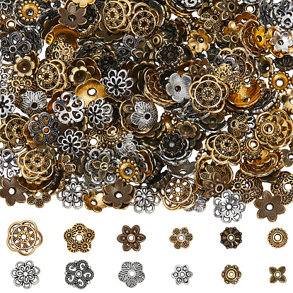 360шт 12 стили колпачки из сплава в тибетском стиле, цветок