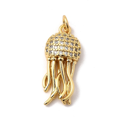 Латунные микро проложить кубического циркония подвески, без кадмия и без свинца, медуза, реальный 16 k позолоченный, с целью перехода в кольце