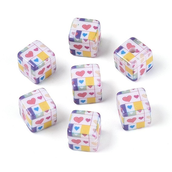 Непрозрачные акриловые бусины с лазерной печатью, кубические