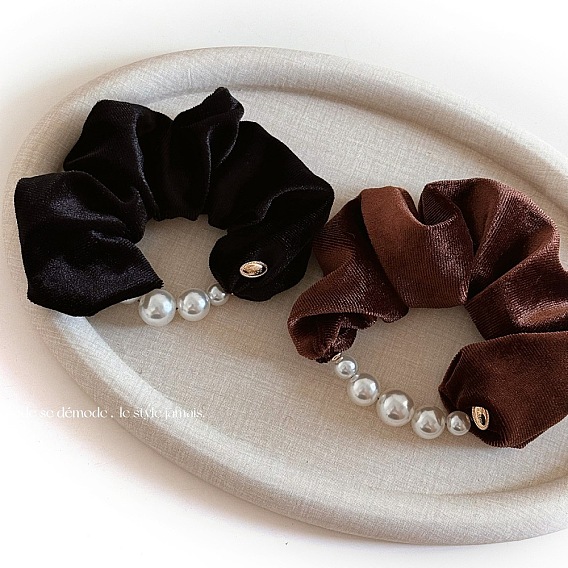 Бархат с пластиковыми жемчужинами для волос, для девочек или женщин, резинка для волос / резинки для волос