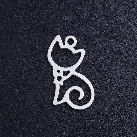 304 подвески из нержавеющей стали, лазерная резка, полый, форма кошки