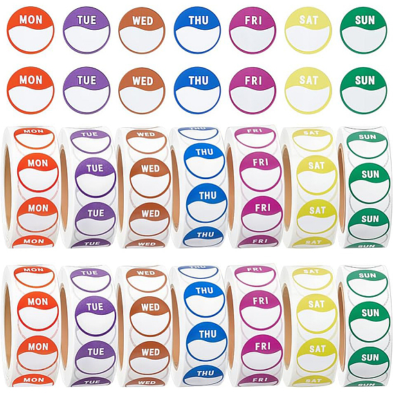 14 рулоны 7 рулоны цветных наклеек, темы недели, круглые бумажные клейкие этикетки, декоративные уплотнительные наклейки