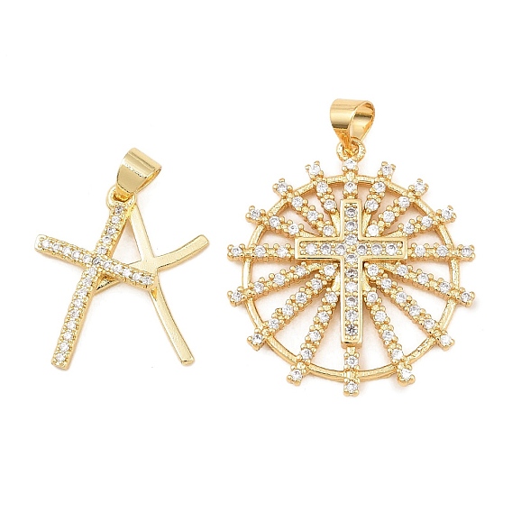 Латунные микро проложить кубического циркония подвески, крест прелести, долговечный, стойки покрытие, без свинца и без кадмия