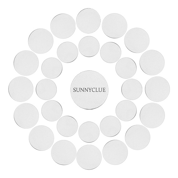 200Pcs 2 Style 316 Surgical Stainless Steel Cabochons, Flat Round