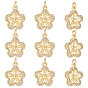 10Pcs Brass Micro Pave Clear Cubic Zirconia Charms, with Jump Ring, Cadmium Free & Lead Free, Flower Charm